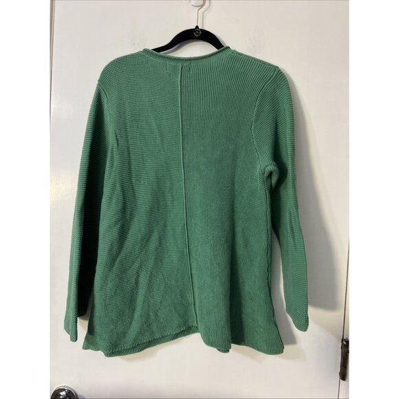 Habitat Womens M 100% Cotton Knit Tunic Sweater Green Lagenlook Button - Picture 3 of 8